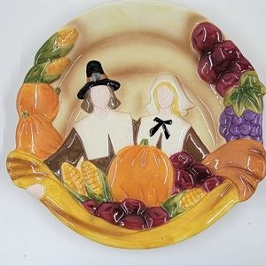 9" Ceramic Thanksgiving plate (decor)